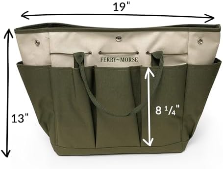 Ferry Morse Garden Tool Bag KBAG-12-8 Pockets, Heavy Duty, Water Resistant, Tote Caddy - Thumbnail 5