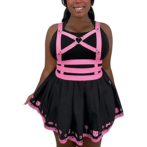 LittleForBig Overall Skirt Romper - Teddy Bear Overall Skirt XS Pink - Image 4