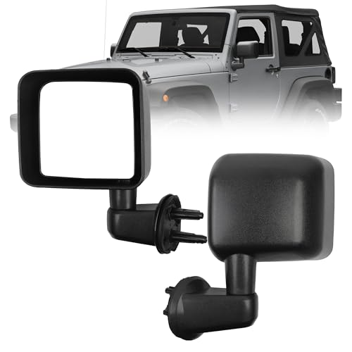Dasbecan Driver Side Mirror Compatible with 2007-2018 Jeep Wrangler JK Left Door Mirror w/Manual Folding, Non-Heated Glass Replaces# CH1320271 Textured Black Cover