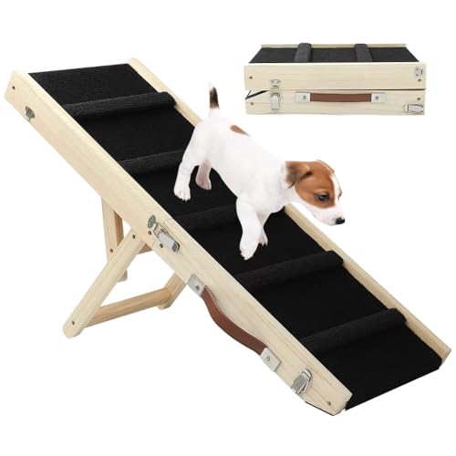Damika 犬用木製スロープ高さ調節可能な大型犬用スロープ滑り止め付きのペット階段小型ペット用スロープ練習登山 (2)