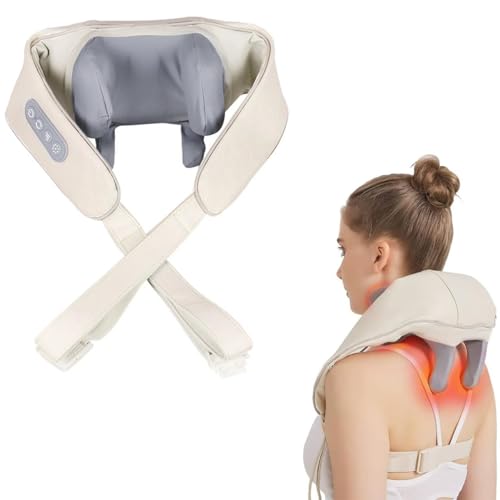 Masseur Cervical, 6D Massage Dos et Cou Épaules avec Chauffant à 42°C, 2 Modes de d'Impulsion 3 Intensités Accueil Masseur pour Un Massage Précis Au Bureau et à Maison