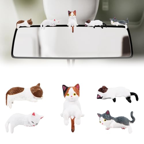 5 Pcs Süße Mini Katzenfiguren, Auto Deko Innenraum, Cute Car Accessories Interior, Auto Rückspiegel Katze Deko Katzenfigur