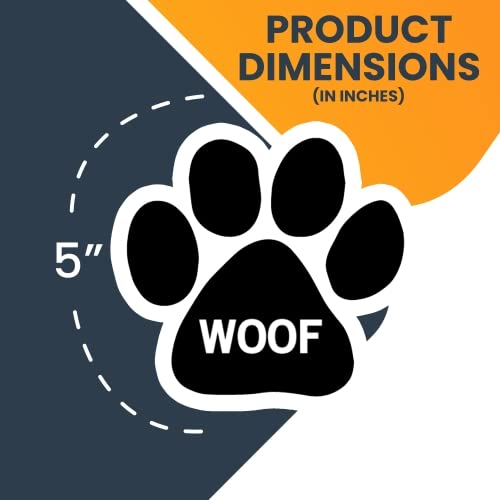 Image of Woof Pawprint Car Magnet 5 Inch, Dog Lover Gift | Heavy duty magnetic decal for car, truck, SUV or fridge, full color UV printed