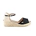 VISCATA Barcelona Fatto a Mano in Spagna Cavall Canvas 2" Zeppa, Cinturino alla Caviglia, Punta Aperta, Tacco Classico Espadrillas 37EU Beige