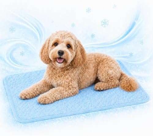 Tapete refrescante para perros y gatos, duradero, lavable y reutilizable, para el hogar, el automóvil, viajes, cama refrescante de verano no tóxica (azul, M)