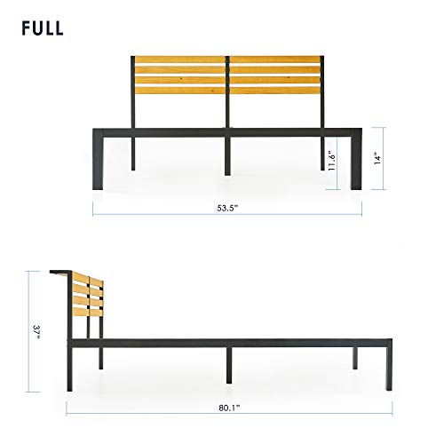 Mellow Kasi Metal Platform Bed With Panel Headboard Shelf, Solid Pine Wood, Easy Assembly, Full (Shpb-Kaf) #TOP7