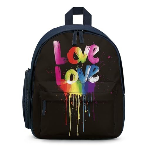 Love Is Love Backpack Small Book Bag with Side Pocket, Lightweight Durable Backpack, Travel Rucksack, Blue-style