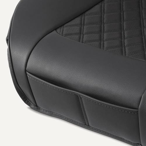 Image of Amazon Basics Front Car Seat Covers, Breathable Faux Leather, Universal Seat Protectors, 2-Pack