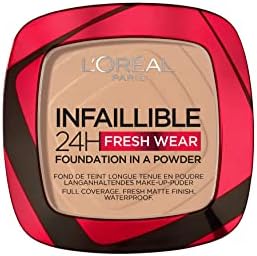 L'Oréal Paris Foundation in a Powder, Longwear Coverage with a Mattifying Finish, Water- and Heat-Resistant, Infallible 24H Fresh Wear, 120 Vanilla