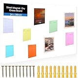 Ireer Magnetic Board Steel Magnet Bulletin Boards for Walls to Display Magnetic Notes Photos for Home Office Classroom, Pre Drilled with Screws and Dry Wet Erase Feature(White,24 x 36 Inch)