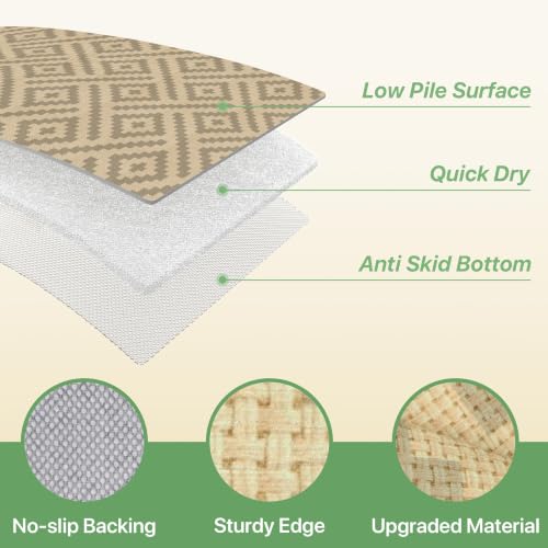 Image of GENIMO Outdoor Rug, Waterproof Plastic Rugs for Patio, 5'x8' Oat Beige