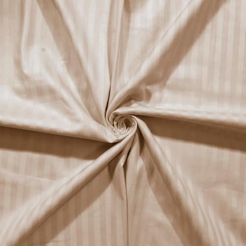 Image of evan Cotton Plain Stripe Single Bedsheet with One Pillow Cover (60 * 90 Inches) (Pack of 1) (Cream)