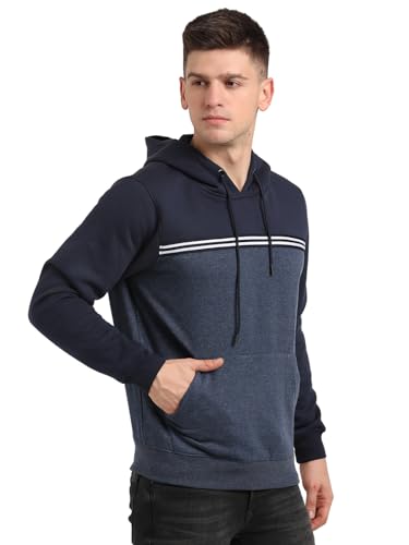Image of Turtle Men Cotton Stretch Nvay Blue Solid Hooded Sweatshirt || Men's Sweatshirts || Cotton Sweatshirt