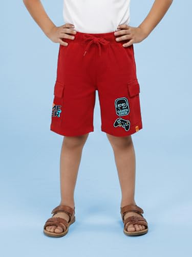 Image of KiddoPanti Boys 100% Cotton Knitted Above Knee Length Basic Cargo Shorts