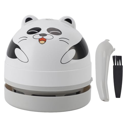 Mumusuki Mini Desktop Vacuum Cleaner AA Battery Powered,Handheld Portable Cordless Vacuum Cleaner, Ideal for Desk, Home, Car (Panda)