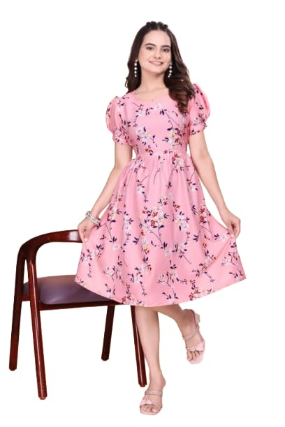 Image of Women's Crepe Floral Print Flared Midi Dress