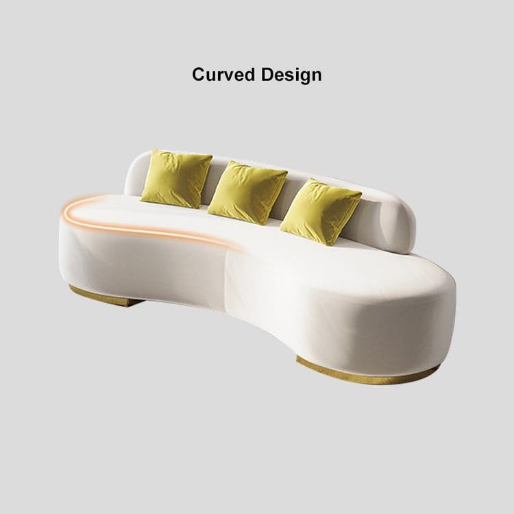 Image of LEGACY OF COMFORT Tara Upholstered Curved Sofa Living Room Set 3 Seater Sofa with 2 Chairs (White)
