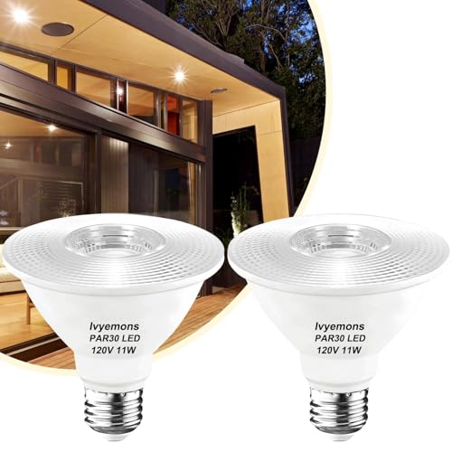 Ivyemons PAR30 Short Neck LED Flood Light Bulbs Dimmable 11W 2700K 2 Pack