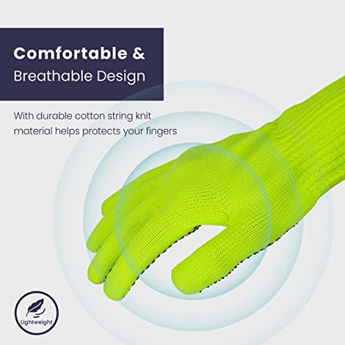 [24 Pairs] Work Gloves Pvc Grip - Yellow Polyester Cotton Knitted, Heavy Duty, Safety Gripped Dot Non Slip Glove For Construction, Utility, Gardening, Fishing, Warehouse, Outdoor And Indoor Use #TOP3