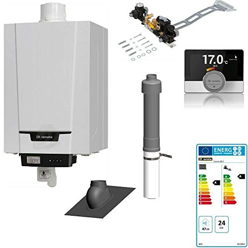 Preisvergleich Produktbild Remeha TZERRA Ace 28 C Paket Gasbrennwert Kombitherme Abgas Schrägdach sw