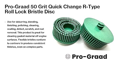 Image of 2 Pack 2 inch 50 Grit Green R-Type Bristle Disc | Ceramic-Aluminum Oxide Abrasive Bristle Disc with Quick Change Roll Lock | Pack of 2 | Green