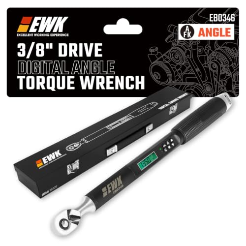 Image of EWK 3 /8 inch Drive Digital Angle Torque Wrench 5-100 ft-lbs (6.8-135 Nm) | ISO 6789, ±1.5% clockwise / ±2.5% counterclockwise / ±2% Angle, LCD Display, LED Buzzer Vibration Alert, 30 Memory Values