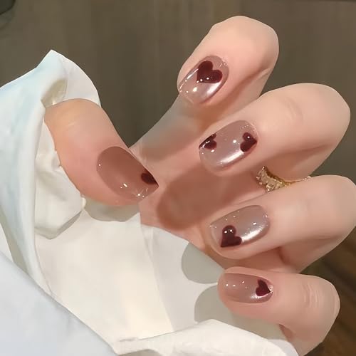 BHIDENAW ネイルチップ ショート 24枚入 ネイルチップ 人気 和風 かわいい シンプル おしゃれ 成人式 結婚式 パーティー 日常生活に使用できます 花嫁ネイル (若々しさ-5, M)の商品画像（Amazon）