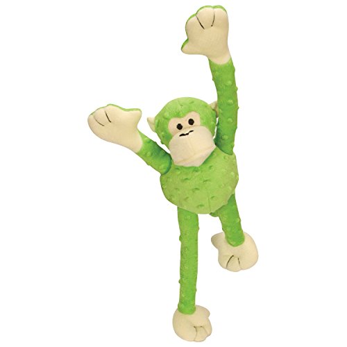 goDog Crazy Tugs Monkeys with Chew Guard Tough Plush Dog Toy, Green, Large