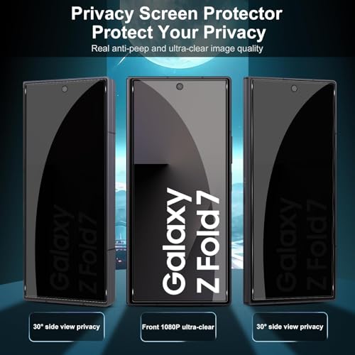 Image of PreCure (2+1 Pack) Privacy Tempered Glass for Samsung Galaxy Z Fold 7 5G / Z Fold7, Anti-Spy Screen Protector + Camera Lens Protector, 9H Hardness, Anti-Scratch, Bubble-Free, HD Clear
