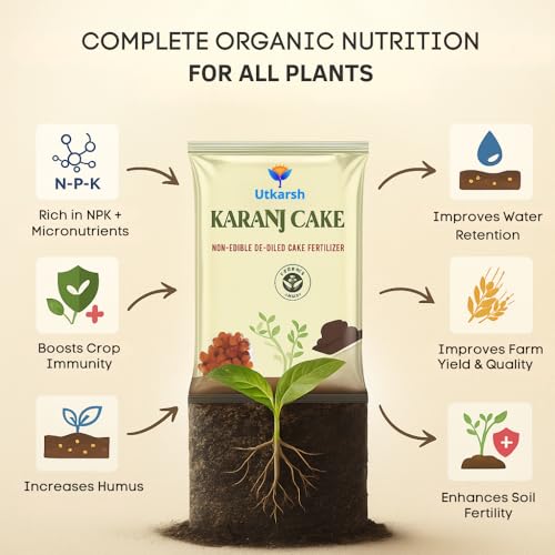 Image of Utkarsh Karanj Cake | Pongamia Cake Khali | Organic Fertilizers Manure for Gardening, All Types of Plants, Flowers, Vegetables & Lawn- (1.8 Kg; Pack of 2 of 900 gm)