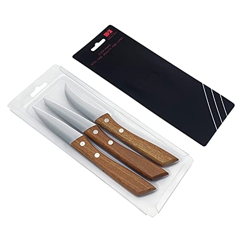 Htiam 3 Pieces Sharp Peeling Knives Vegetable Paring Knife Fruit Cutter Set Bird's Beak Knife (Brown) #TOP2