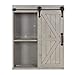 Kate and Laurel Cates Decorative Wood Wall Storage Cabinet with Sliding Barn Door, Rustic Gray