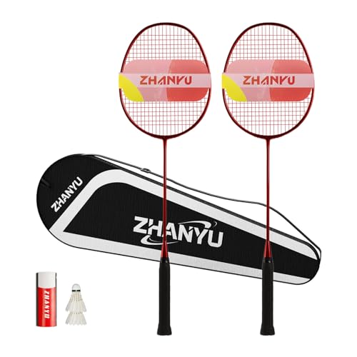 バトミントンセット バドミントン ラケット 軽量炭素繊維 2つのバドミントンラケットと2つのバドミントンと1つのバッグを含み、 アウトドアや家族旅行に適しています