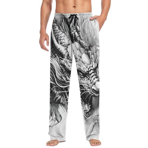 Men's Pajama Bottoms Chinese Dragon Woman Lounge Pajama Pants Sleep Bottoms with Pockets for Men S3