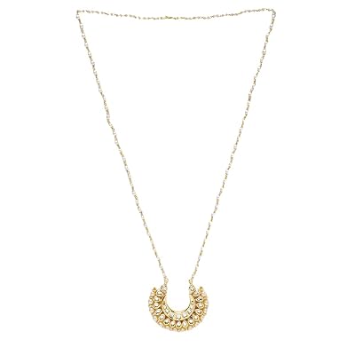 Ruby Raang Women's Mixed Metal Artificial Kundan Necklaces - Traditional Jewellery Set for Women (White)