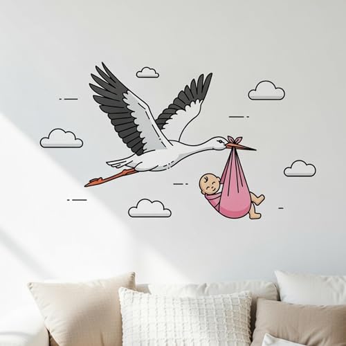 Vinilo Decorativo Stork Delivering Baby Girl 63 in miniatura 3