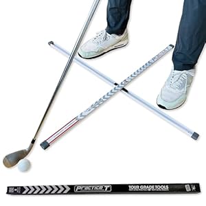 EyeLine Golf Practice T Swing Training Aid, Align Feet/Shoulders/HIPS to Ball, White or Green Alignment Sticks, Shoulder Mirror, PGA Tour Proven