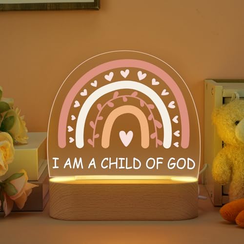 Image of Tujoe Baptism Gifts for Girl Boy Acrylic Night Light Gifts Keepsake Acrylic Plaque Light for Boy Baby Shower(Rainbow)