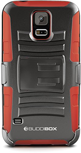 Galaxy S5 Case, BUDDIBOX [HSeries] Heavy Duty Swivel Belt Clip Holster with Kickstand Maximal Protection Case for Samsung Galaxy S5, (Red)
