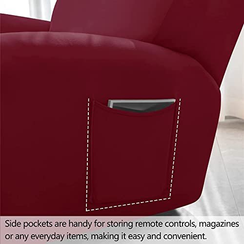 Yxzn Stretch Recliner Couch Covers, 4/6/8 Pieces Recliner Slipcovers Soft Spandex Sofa Cover For 1/2/3 Seats Non-Slip Furniture Protector With Pocket ( Color : Wine Red , Size : 1 Person (4 Pieces) ) #TOP5