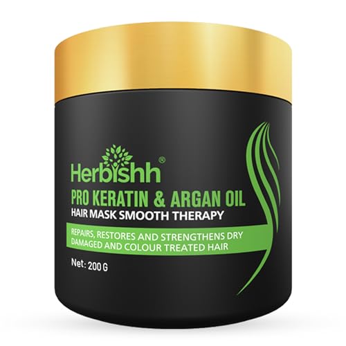Image of Herbishh Argan Hair Mask-Deep Conditioning & Hydration For Healthier Looking Hair- For Very Dry, Weak, Stressed Out Hair, No Sulphates, No Parabens (200 Gm), 1 Count