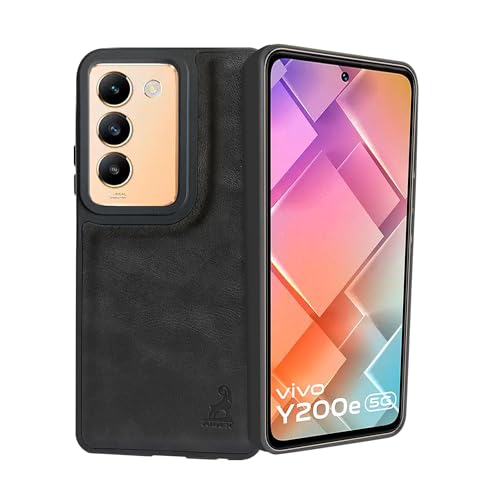 Image of AIBEX Shield Back Cover Case Compatible with Vivo T3 5G / Vivo Y200e 5G Back Cover | Flexible Vegan Leather | Full Camera Protection | Raised Edges | Super Soft-Touch | Bumper Case
