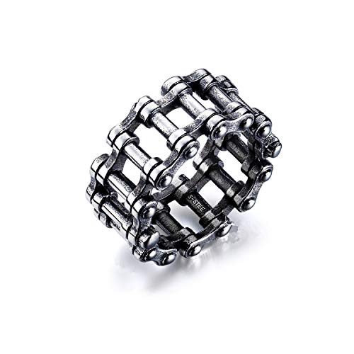 LAFATINA Mens Motorcycle Biker Bicycle Chain Ring, Stainless Steel Punk Rock Hip Hop