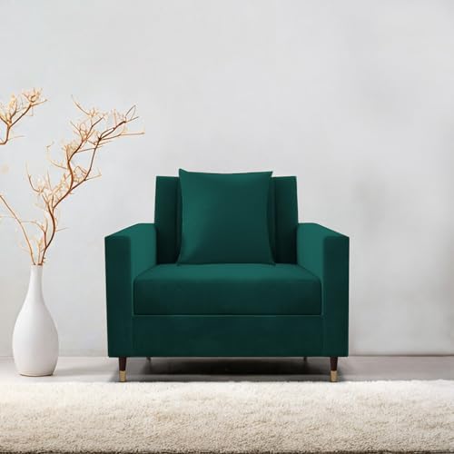 Image of Casaliving Garcia 1 Seater Sofa Set for Living Room (Pine in Colour) Premium Fabric Sofa