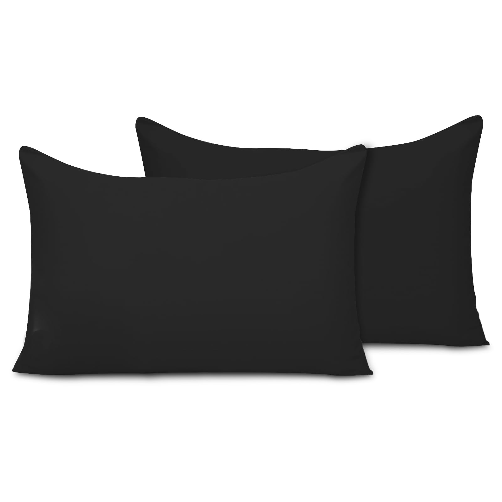 Pamposh Black Pillow Cases 2 Pack Super Soft Brushed Microfibre Pillow Covers Hypoallergenic Breathable Non Iron Envelope Closure Pillow Cases