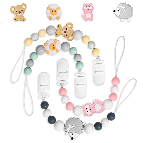 Image of Pacifier Clip, Soft Flexible Binky Holder Clips for Newborn Boy and Girl, 4 Pack Pacifier Clips Neutral Baby Shower Christmas Gifts