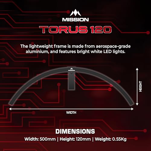 Mission Darts | Torus 120° | Bright White LED | Dart Board Lighting System | Portable | USB C. (Black) - Image 3