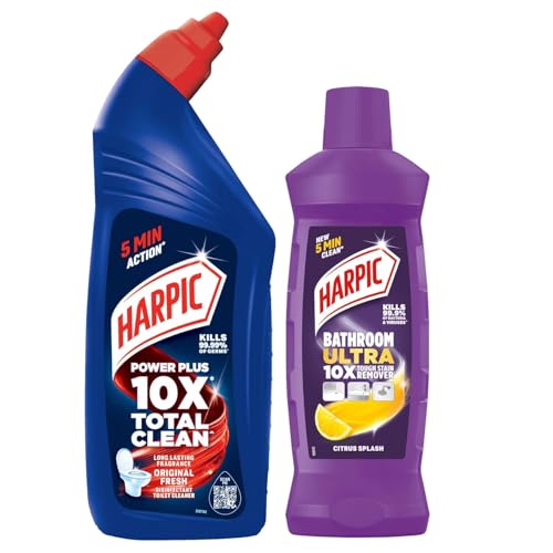 Image of Harpic Toilet Cleaner, Original 1L + Harpic Ultra Bathroom Cleaner, Citrus 500ml (combo pack)