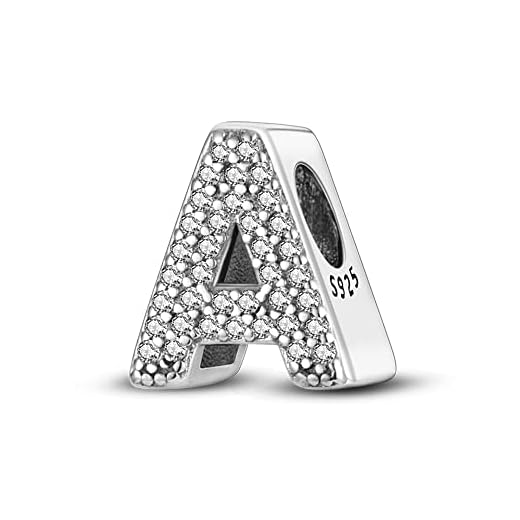 Pandach Damen Charm Anhänger Buchstabe A für Armband 925 Sterling Silber Charms Beads passend für Armband und Halskette, Kompatibel mit Europäischen Armbändern für Frauen Mädchen