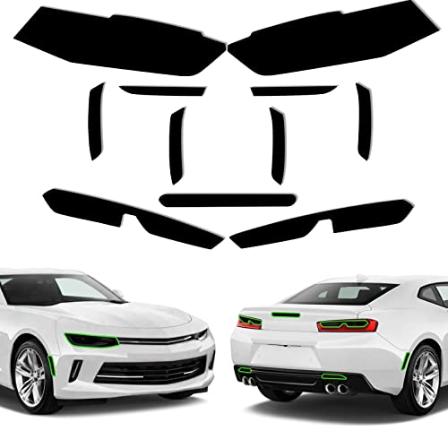 Precut Light Cover Tint Film Fit for Chevrolet Chevy Camaro 2016-2018 Headlights Tail Light Taillight with Gloss Dark Smoke Wrap Overlays Accessories (Camaro 2016-2018 Full Overlay)